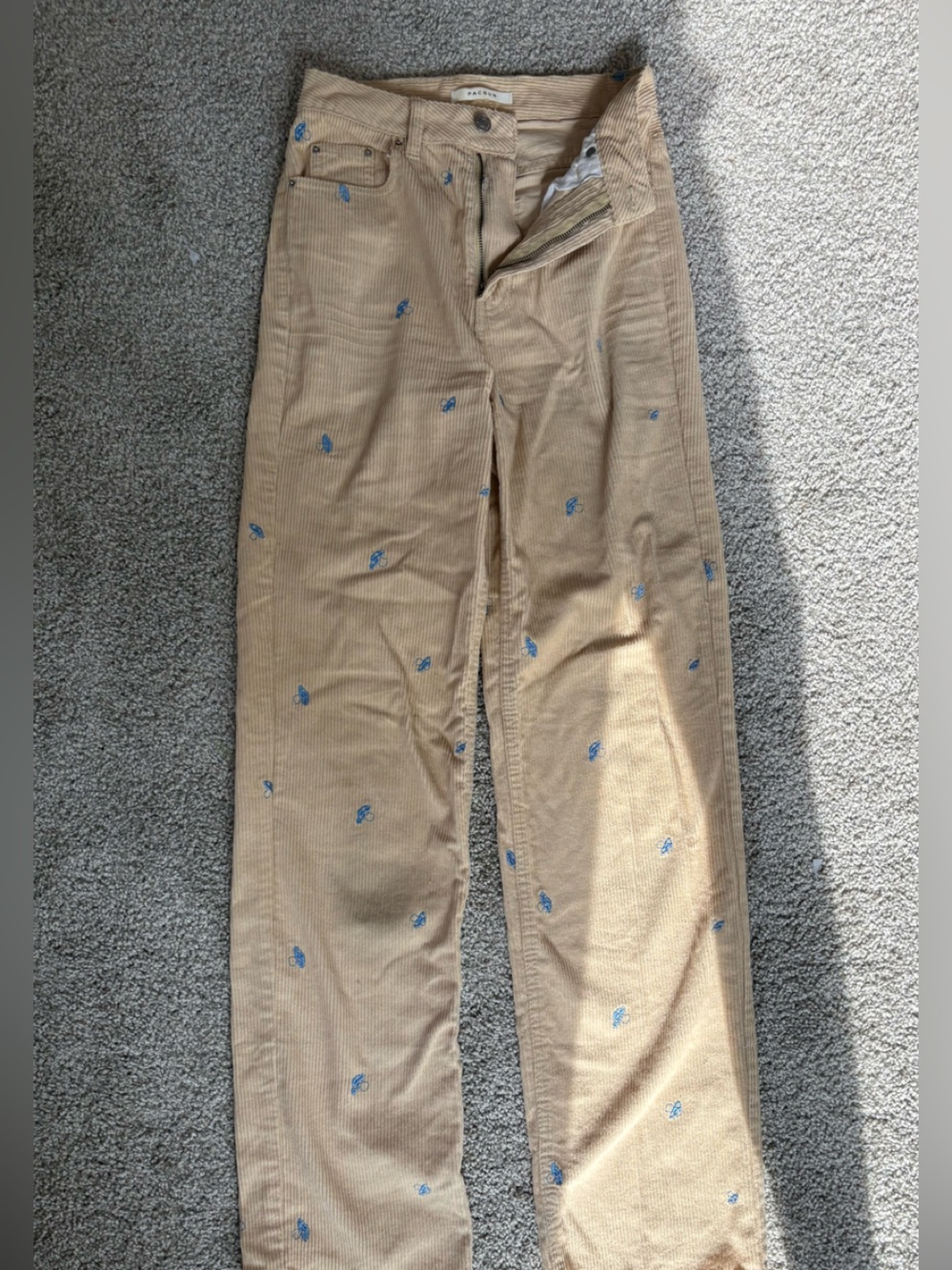 Size 24 Pacsun corduroy pants with mushrooms